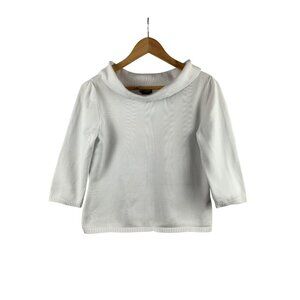 Rafaella Petites Womens White Cotton Cowl Neck Sweater Size M